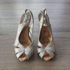 Silver Sparkle Peep toe Slingback Heel